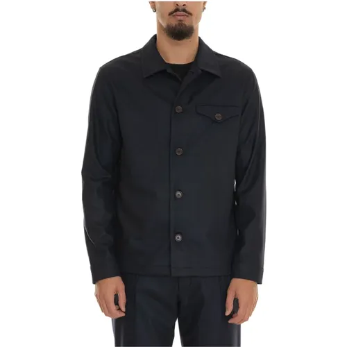 Flanell-Overshirt mit Fronttasche , Herren, Größe: L - Hindustrie - Modalova