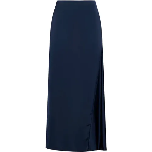 Navy Satin Midi Skirt , female, Sizes: XS - Max Mara Weekend - Modalova