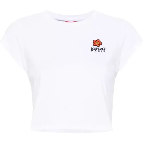 Weiße Top mit Besticktem Logo , Damen, Größe: S - Kenzo - Modalova