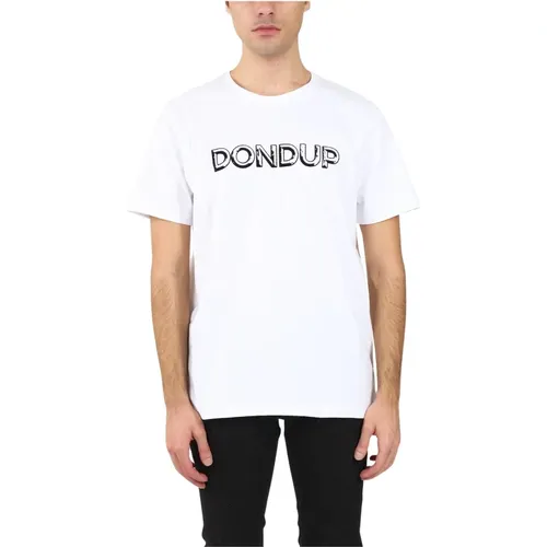 Jersey T-shirt with front flocked logo , male, Sizes: XL, L - Dondup - Modalova