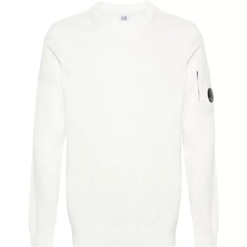 Weiße Pullover für Männer,Weißer Strickpullover mit Goggles-Detail - C.P. Company - Modalova