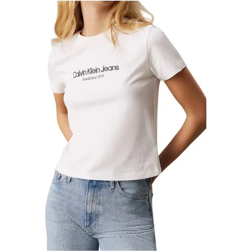 Cotton Jersey Logo Print T-Shirt , female, Sizes: M, S, XS, L - Calvin Klein Jeans - Modalova