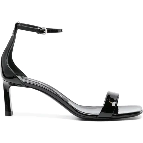 Schwarze Lackleder Sandalen mit Knöchelriemen , Damen, Größe: 36 1/2 EU - Sergio Rossi - Modalova