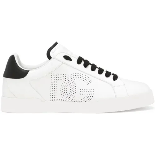 Portofino Contrast Low Sneakers /Black , male, Sizes: 9 UK, 10 UK, 8 1/2 UK, 8 UK, 7 UK - Dolce & Gabbana - Modalova