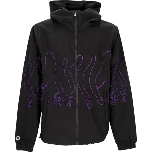 Lila/schwarze Windbreaker-Jacke mit Kapuze - Octopus - Modalova