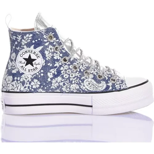 Maßgeschneiderte Plateau-Sneaker Silber Hellblau , Damen, Größe: 39 1/2 EU - Converse - Modalova