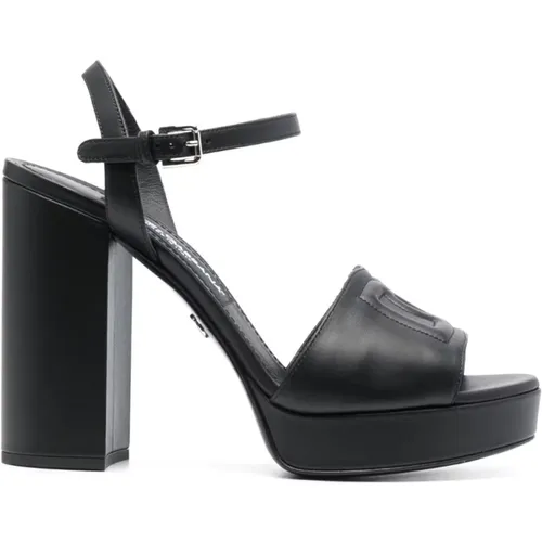 Leather High Heel Sandals , female, Sizes: 2 1/2 UK, 5 1/2 UK - Dolce & Gabbana - Modalova