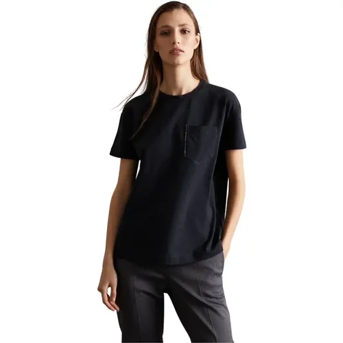 Glänzende Schatten Tasche T-Shirt , Damen, Größe: L - BRUNELLO CUCINELLI - Modalova