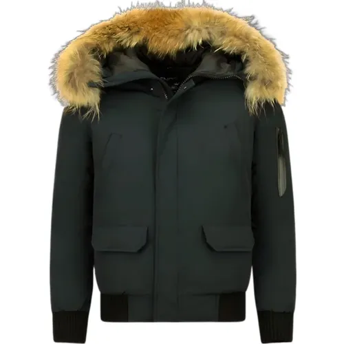 Men Winter Jacket Online - Winter Jackets with Genuine Fur Collar - Pi-7005Z , male, Sizes: L, S, M, XL - Enos - Modalova