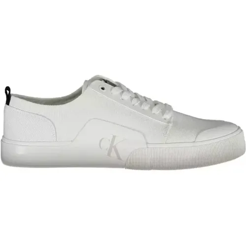 Weiße Baumwoll-Sneaker mit Logo-Print , Herren, Größe: 42 EU - Calvin Klein - Modalova