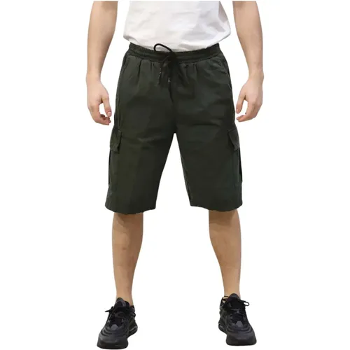 Cargo Grüne Bermuda-Shorts Aus Popeline , Herren, Größe: S - Amish - Modalova