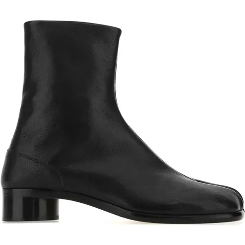 Schwarze Leder Tabi Stiefeletten - Maison Margiela - Modalova