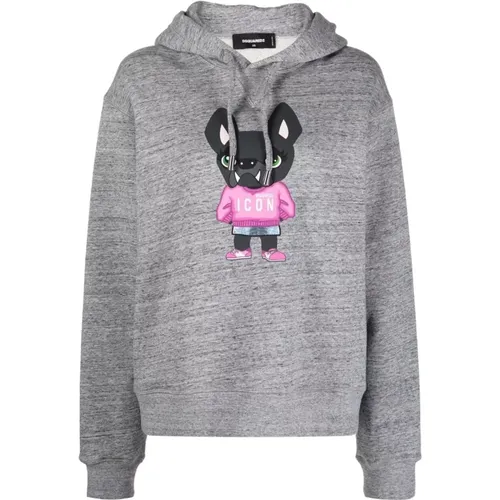 Hooded Cotton Sweatshirt with Colorful Graphic Print , female, Sizes: 2XS - Dsquared2 - Modalova