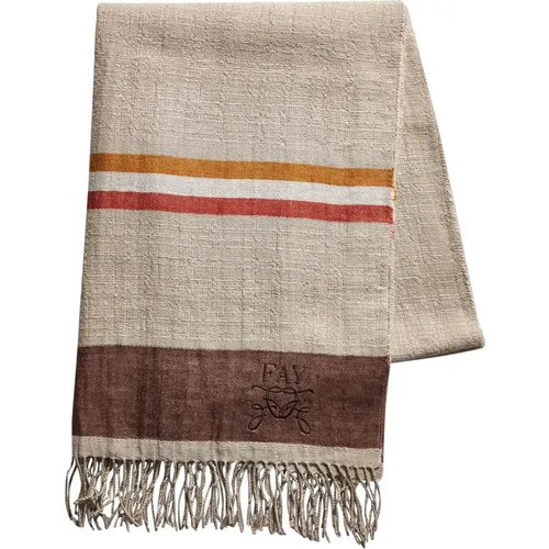 Embroidered Striped Scarf , female, Sizes: ONE SIZE - Fay - Modalova