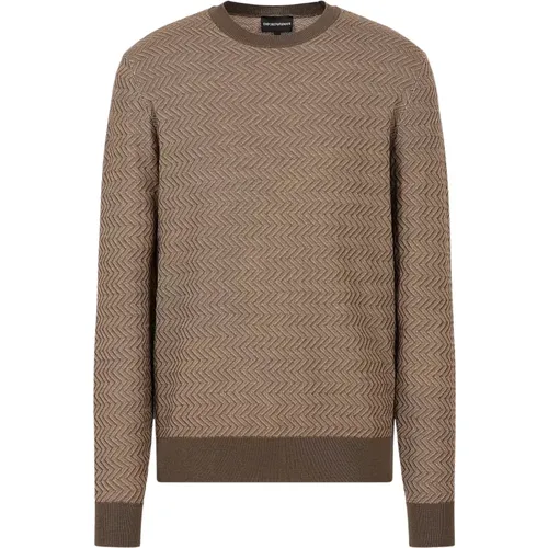 Timeless Elegance Men`s Round-Neck Knitwear , male, Sizes: M/L, L - Emporio Armani - Modalova