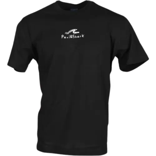 Schwarzes Baumwoll Regular Fit T-Shirt - PAUL & SHARK - Modalova