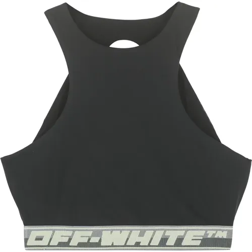 Techno Stoff Top mit offenem Rücken , Damen, Größe: 2XS - Off White - Modalova