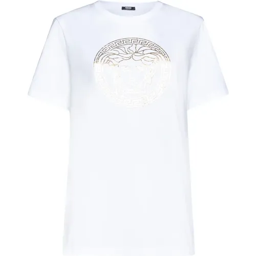 Luxury Medusa Head T-shirt Gold , female, Sizes: S, 2XS, M, XS - Versace - Modalova