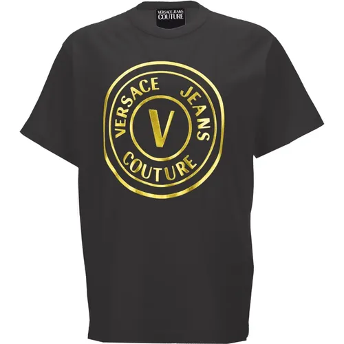 Gold Logo T-shirt und Polo , Herren, Größe: S - Versace - Modalova