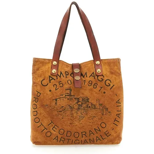 Traditional Canvas Bag with Teodorano Print , female, Sizes: ONE SIZE - Campomaggi - Modalova