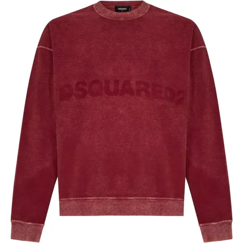 Ribbed Sweater with Logo Detail , male, Sizes: M - Dsquared2 - Modalova