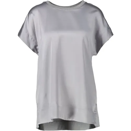 Stylish Grey Top with Glitter Details , female, Sizes: L - RINASCIMENTO - Modalova