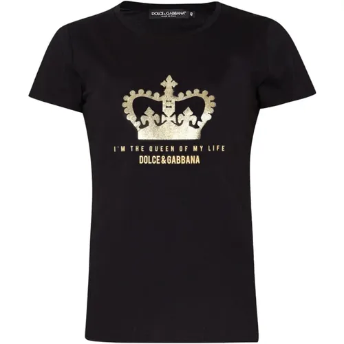 Glitter Crown Kurzarm-T-Shirt - Dolce & Gabbana - Modalova