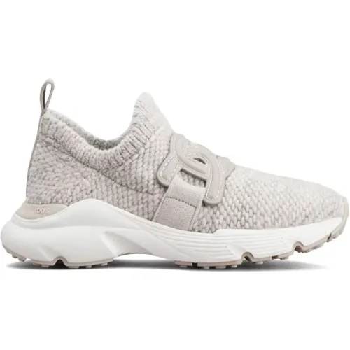 Gestrickte Slip-On Sneakers mit Lederkette , Damen, Größe: 34 EU - TOD'S - Modalova