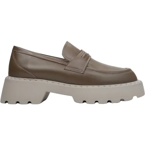 Damen Braune Leder Chunky Platform Loafers Er00113302 , Damen, Größe: 37 EU - Estro - Modalova