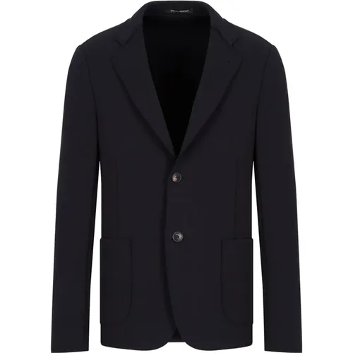 Marineblaue Iconic Jacke , Herren, Größe: XL - Emporio Armani - Modalova