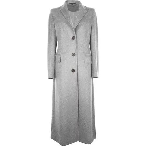 Grey Virgin Wool Coat & Jacket , female, Sizes: M, S - Made in Italia - Modalova