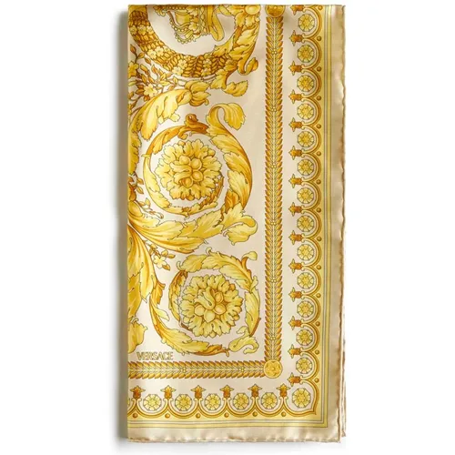 Silk Scarf with Barocco Print , male, Sizes: ONE SIZE - Versace - Modalova