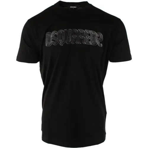 Schwarzes Baumwoll Herren T-Shirt , Herren, Größe: S - Dsquared2 - Modalova