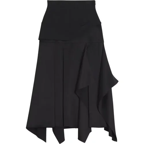 Schwarzer Drapierter Midi-Rock - Lanvin - Modalova