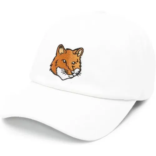 Große Fox Head Baseballkappe Weiß , unisex, Größe: ONE Size - Maison Kitsuné - Modalova