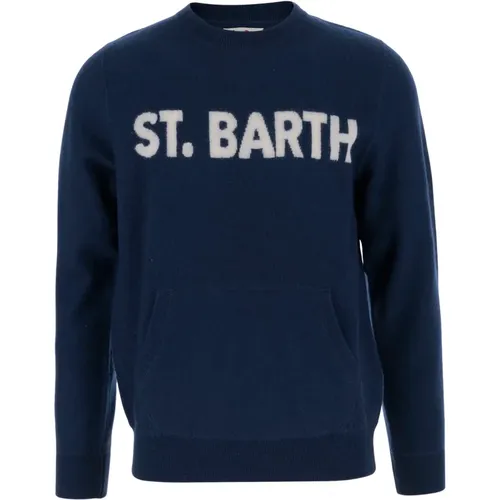 Logo Wollpullover Crew Neck Navy , Herren, Größe: XL - MC2 Saint Barth - Modalova