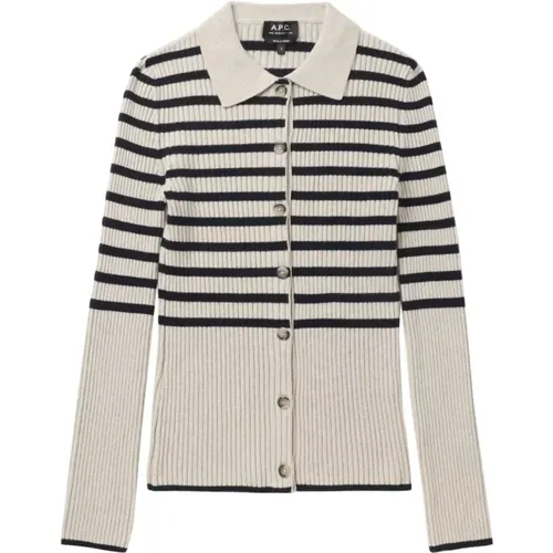 Mallory Cardigan, Beiger Pullover , Damen, Größe: M - A.P.C. - Modalova