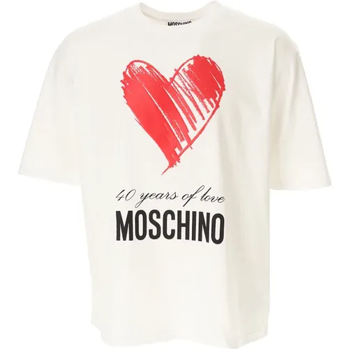 Love 40 Years T-shirt Jersey Cotton , male, Sizes: S - Moschino - Modalova