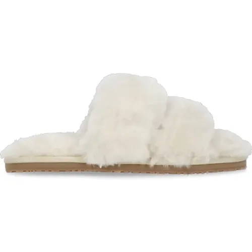 Ivory Shearling Slippers for Women , female, Sizes: 6 UK - Mou - Modalova