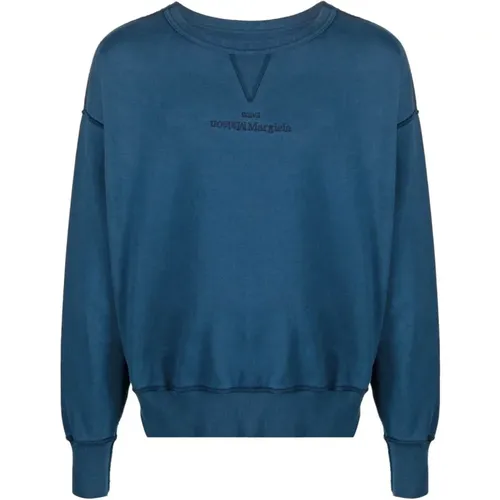 Blaue Baumwoll Sweatshirt Pullover Hoodies - Maison Margiela - Modalova