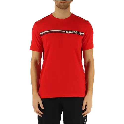 Regular Fit Cotton T-Shirt with Front Logo Print , male, Sizes: M, S - Tommy Hilfiger - Modalova