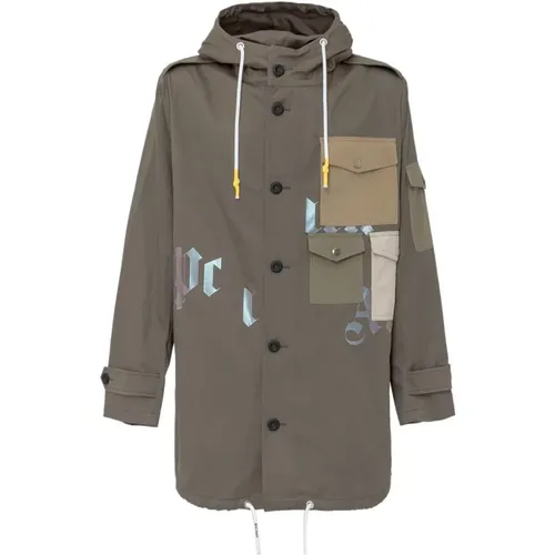 Kurze Parka mit Logo-Print , Herren, Größe: L - Palm Angels - Modalova