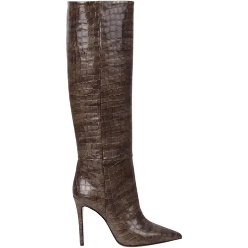 Glossy Crocodile-Effect Knee-High Boots , female, Sizes: 5 UK, 6 UK, 3 UK, 7 UK - Anna F. - Modalova