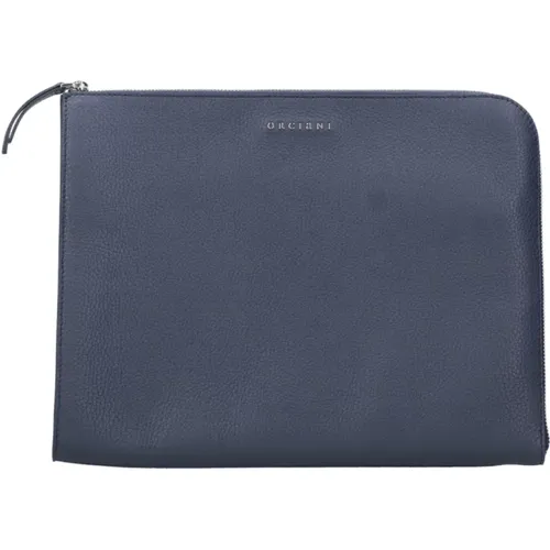 Blaue Leder Reißverschluss Brieftasche , Herren, Größe: ONE Size - Orciani - Modalova