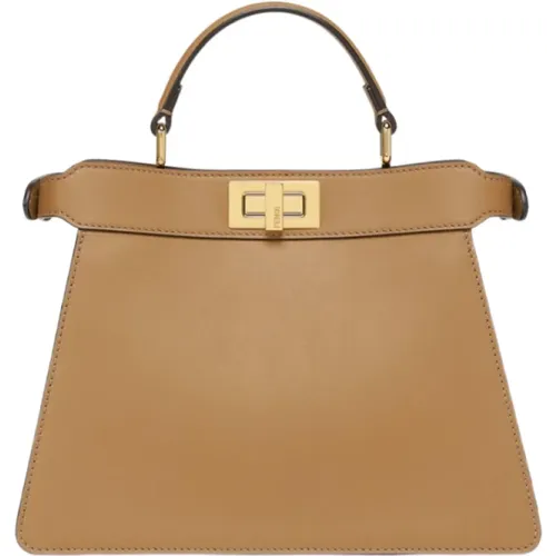 Peekaboo ISeeU Small Leather Bag in Camel , female, Sizes: ONE SIZE - Fendi - Modalova