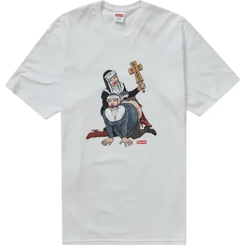 Klassisches Baumwollgrafik-T-Shirt Weiß , Herren, Größe: M - Supreme - Modalova