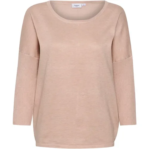 Ash Rose Melange Knit with ¾ Sleeves , female, Sizes: XL, L, 2XL, S, M, XS - Saint Tropez - Modalova