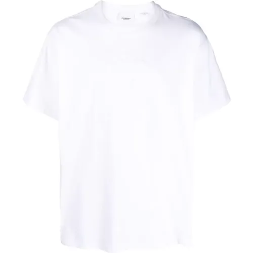 Weiße Jacquard Logo T-Shirt , Herren, Größe: M - Burberry - Modalova
