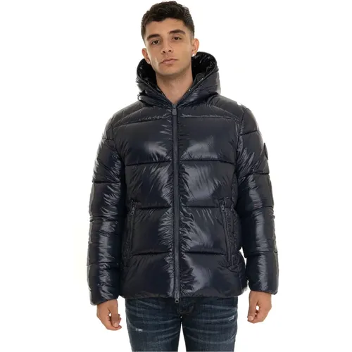 Glänzende Kapuzen Steppjacke , Herren, Größe: M - Save The Duck - Modalova