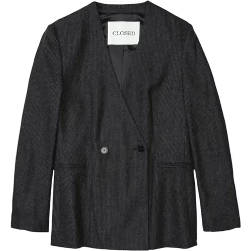 Schmaler Grauer Blazer mit Nadelstreifen , Damen, Größe: XS - closed - Modalova